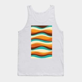 Retro Wavy Lines Teal, Orange, Chocolate Tank Top